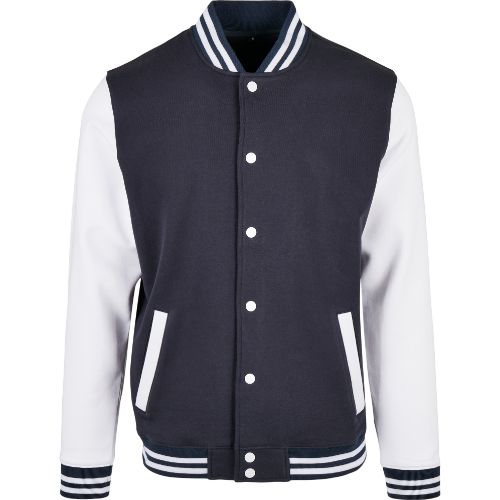 Build Your Brand Basic Basic College Jacket Navy/White
